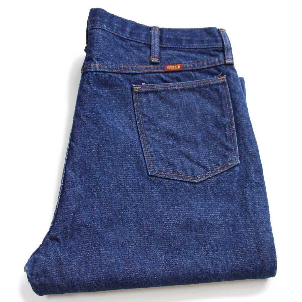 90s USA製 RUSTLERラスラー 87620NV デニムパンツ W40★Wranglerラングラー オールド ジーンズ ストレート 濃紺 ビッグサイズ