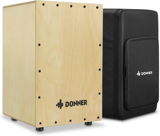 DonnerカホンCajon打楽器木製フルサイズボックスドラム内部ギター弦カホンバッグゴム足付きストリング上品なバーチ30*30*48cmDCD-1