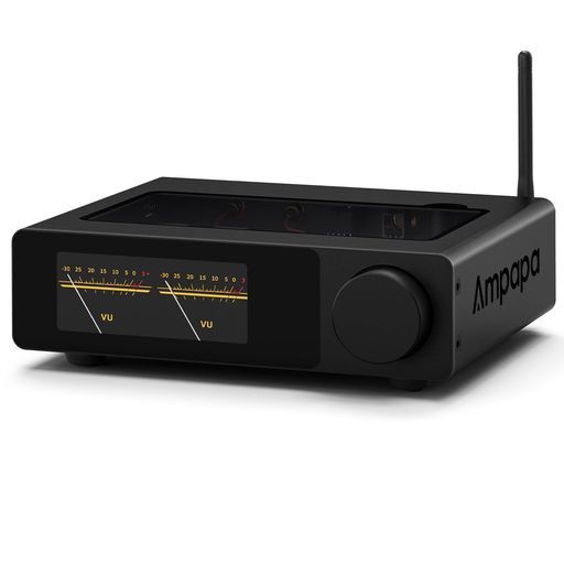 Ampapa2チャンネルBluetoothアンプ:HiFi300Wx2ステレオアンプwithBT5.2|HPF|デジタルVUメーター|SUBプリアウト|TRSバランス入力|トーンコントロール&リモコンfor