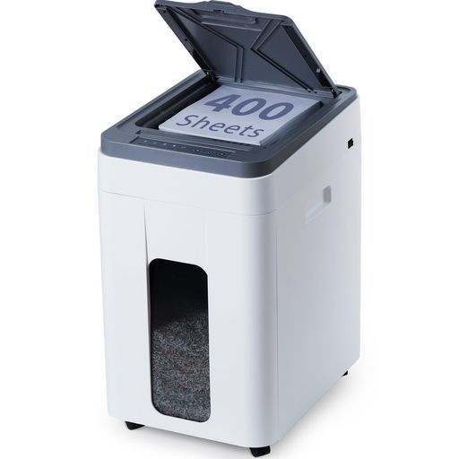 iCODISオートフィードシュレッダー業務用家庭用電動静音:大容量50Lマイクロカット(2x12mm)セキュリティレベルP5自動給紙400枚対応ホッチキス&クレジットカード細断可能コンパクトキャスター…