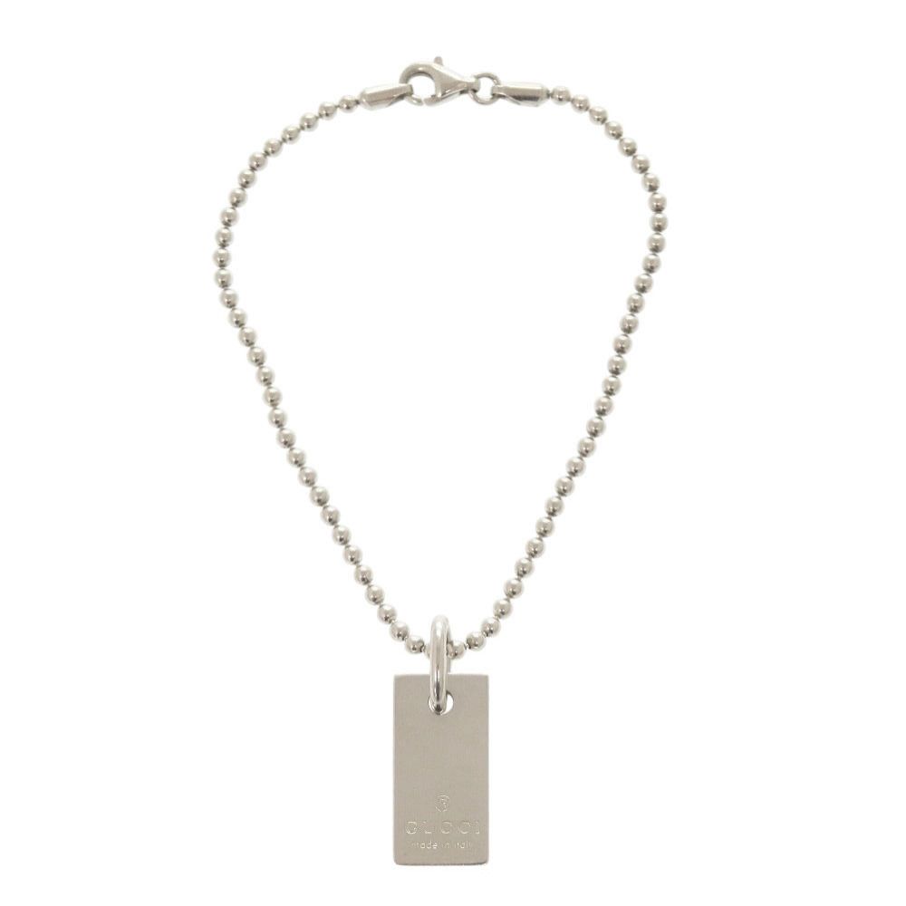 グッチ ロゴプレート ボールチェーン シルバー925 ブレスレット 1642