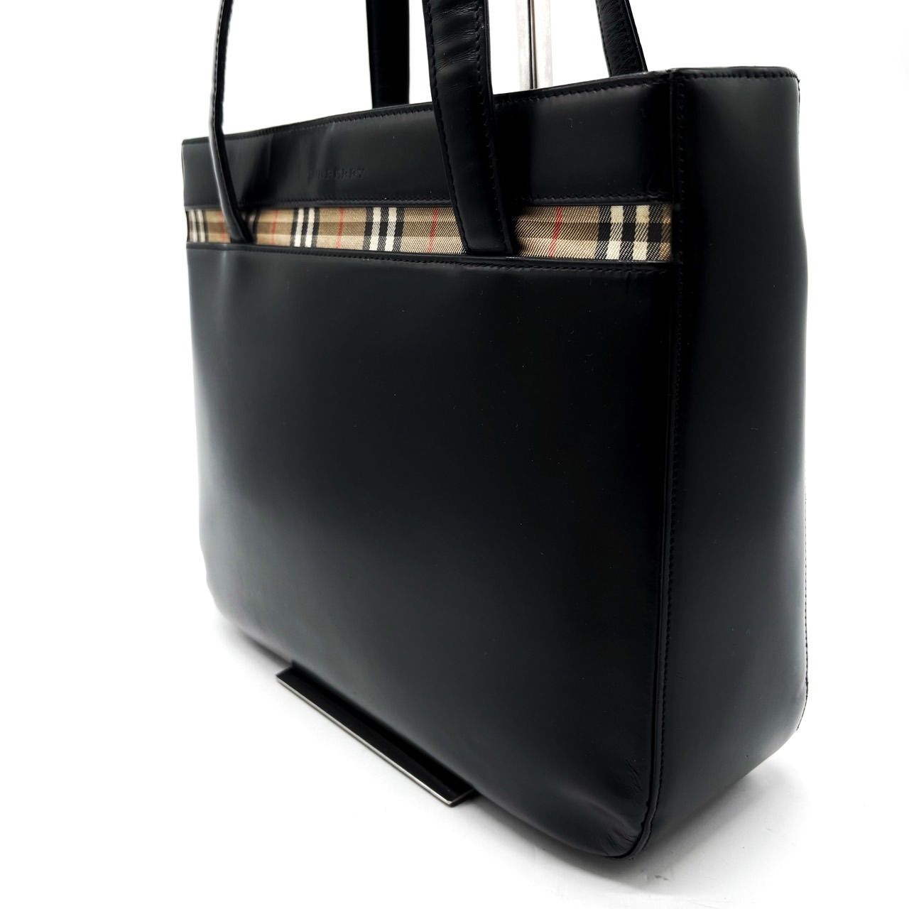 人気 おすすめ ビンテージ BURBERRY オールレザー ハンドバッグ 裏地