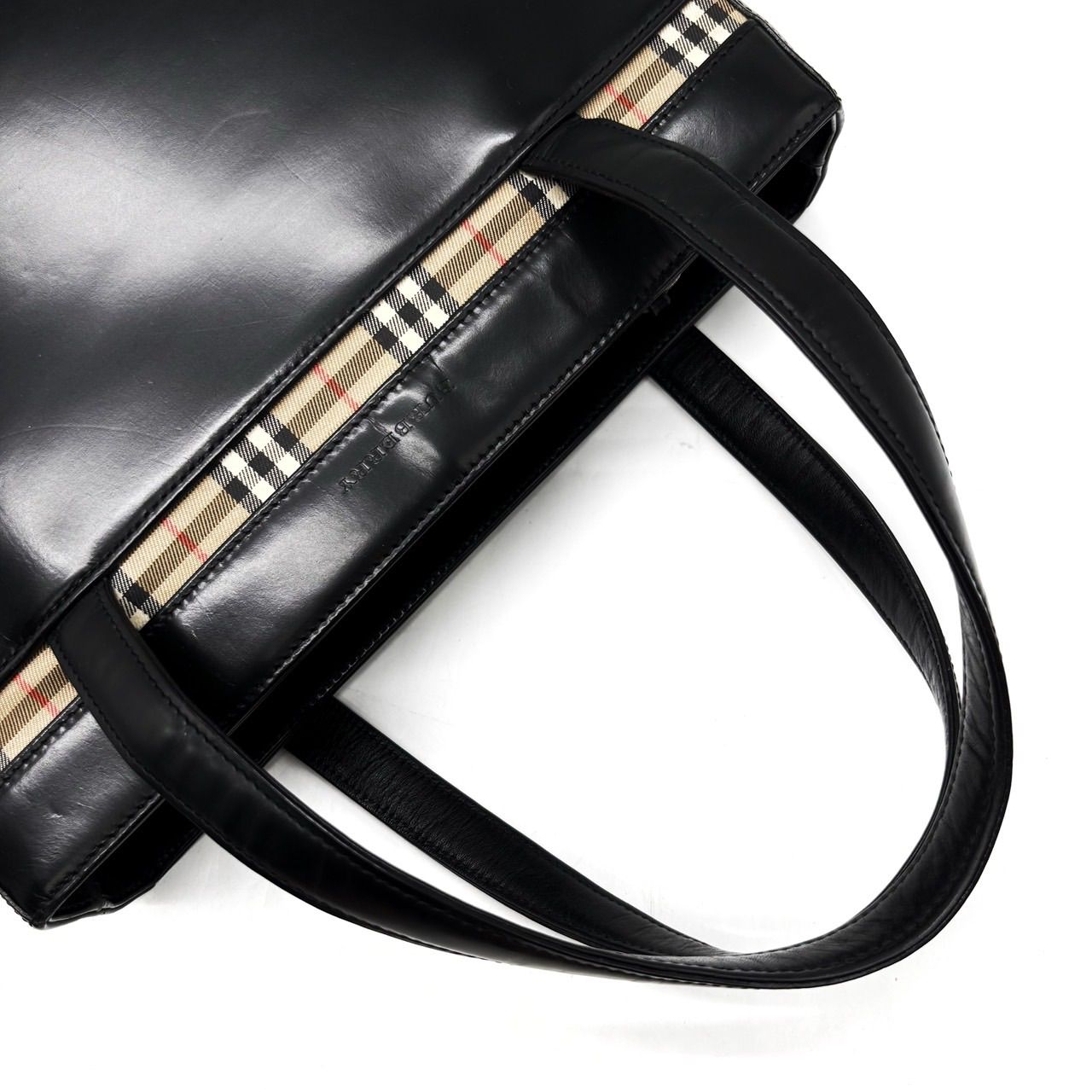 良品】Burberry バーバリー ノバチェック ハンドバッグ オールレザー 
