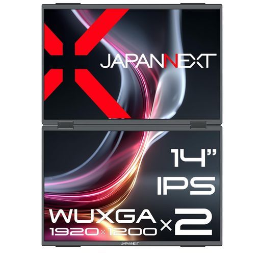 JAPANNEXT14インチIPSパネルx2搭載WUXGA(1920x1200)解像度デュアルモバイルモニターJN-DMD-IPS14WXminiHDMIUSB-C3画面拡張接続表示(実質21インチ)オートフリップ