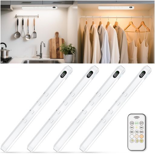 WILLEDLEDライトリモコン付き充電式無線25cmセンサーライト3色調節5段階調光じんかんせんさーライト室内マグネット貼り付け型クローゼットキャビネット階段玄関廊下キッチン照明フットラ…