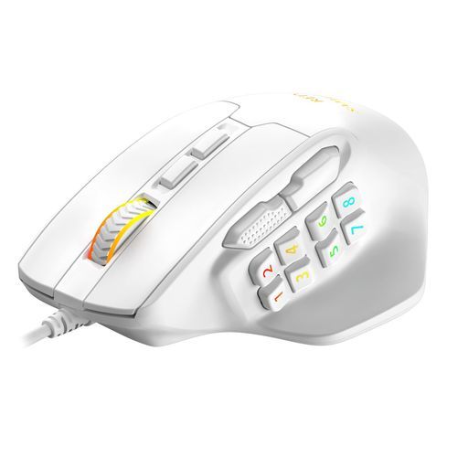 Redsamurai有線ゲーミングマウス白15ボタンMMO/FPS対応12400DPIRGBライトカスタマイズ可能プログラムキー搭載ホワイト