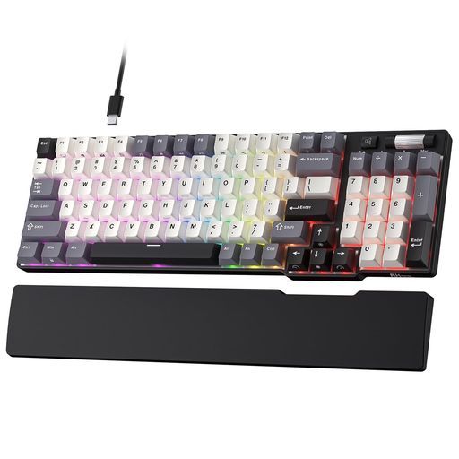 RKROYALKLUDGEC96HEメカニカルゲーミングキーボード、ホール効果磁気スイッチ、ホットスワップ対応90%有線RGBキーボード(リストレスト付き)、ラピッドトリガー調整可能アクチュエーション、8…