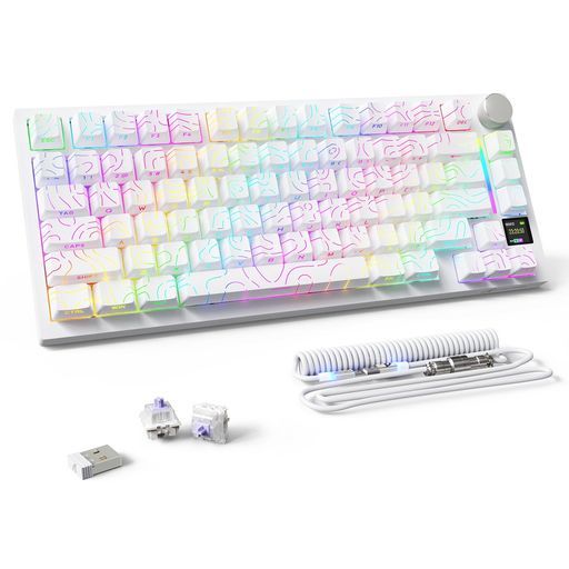 ATTACKSHARKX820ULTRAメカニカルキーボードゲーミングキーボード無料発光Type-Cケーブルカスタム75%配列無線/有線/BT三模接続ホットスワップ軸交換可能PBTキーキャップRGBバックライト