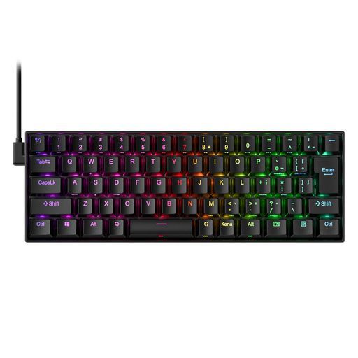 RedragonK63060%有線RGBゲーミングキーボード、61キーコンパクトメカニカルキーボード、シルバースイッチ、プロドライバーサポート、ブラック