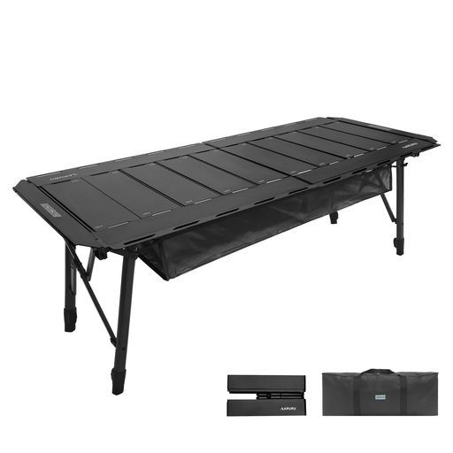 ARURUIGTテーブル5ユニットアウトドアテーブル高さ調整可能137x58cmアルミ製耐荷重50kgIGT規格対応BBQ/キャンプ/焚き火台用折りたたみ式コンパクト収納バッグ付き(ブラック)