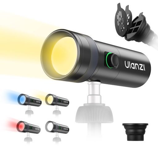Ulanzi撮影用ライトLEDビデオライト写真用懐中電灯4色RGB20ゴボフィルター付き大容量7500mAh10WLEDスポットライトズーム調整可能1/4”ネジ穴軽量持ち運び便利アルミ合金製充電式収納バッグ+投…