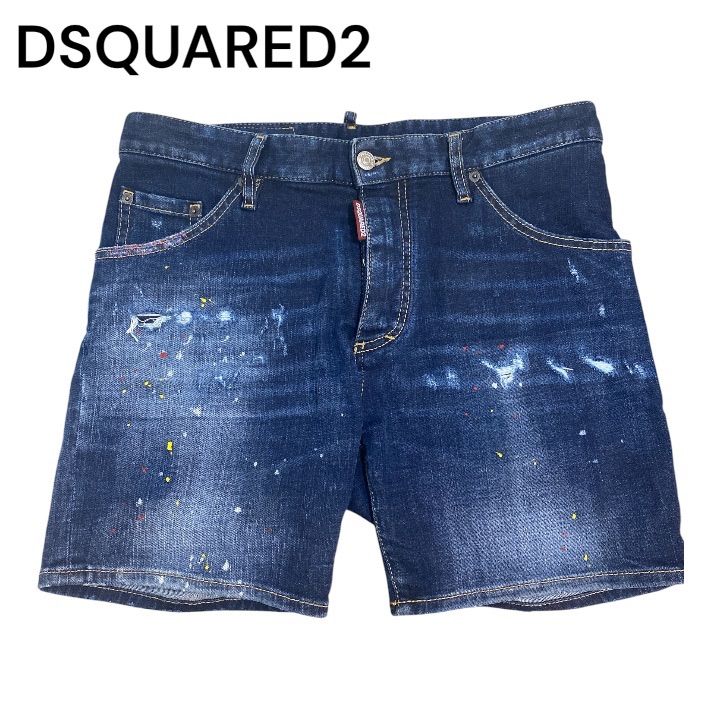 【極美品】21SS ディースクエアード Dan Commando Short デニム 44 ペイント加工 DSQUARED2 ダン コマンド ショーツ