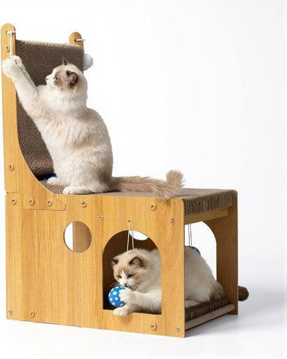 JUPEA猫爪研ぎダンボールハウス65*28*42cm爪とぎ爪研ぎポールキャットハウス猫用隠れ家屋根付き高密度大型通気家具破壊防止ストレス発散運動不足改善留守番二段組立簡単(L)