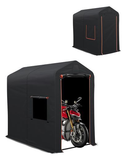 Mozanバイクガレージサイクルハウス自転車テントサイクルポート1台用2台用小型バイクバイクシェルターバイクテント自転車置き場物置収納防水日よけ屋外簡易日本語説明書(110(横)x200(奥)x1…
