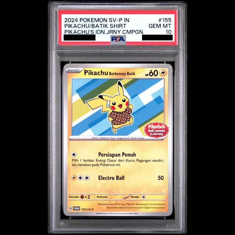 【PSA10】インドネシア語　バティックシャツ ピカチュウ ヒトデマン柄　155 PSA10】バティックシャツのピカチュウ インドネシア語/ヒトデマン柄