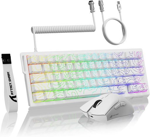 MAMBASNAKEXATTACKSHARK【X68HE&R1】ラピッドトリガーキーボード有線8KHZゲーミングキーボード調整可能なアクチュエーション搭載RT0.01mmTKLコンパクト66キー5面熱昇華PBTキーキャップ