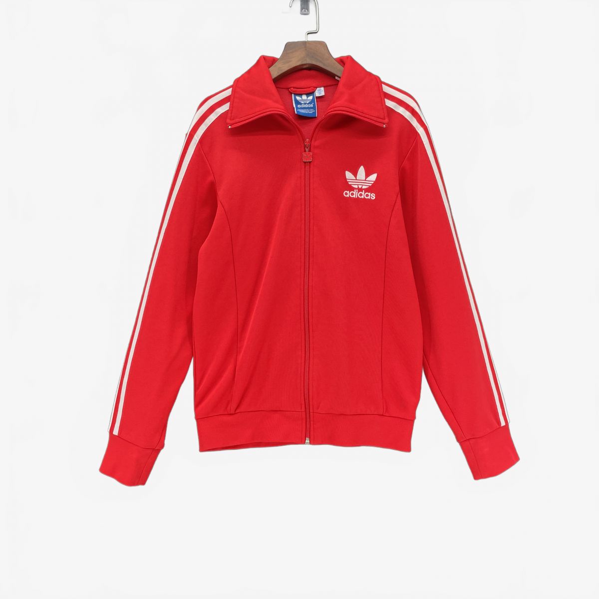 (90) adidas メンズ トレーナー ジップアップ レッド
