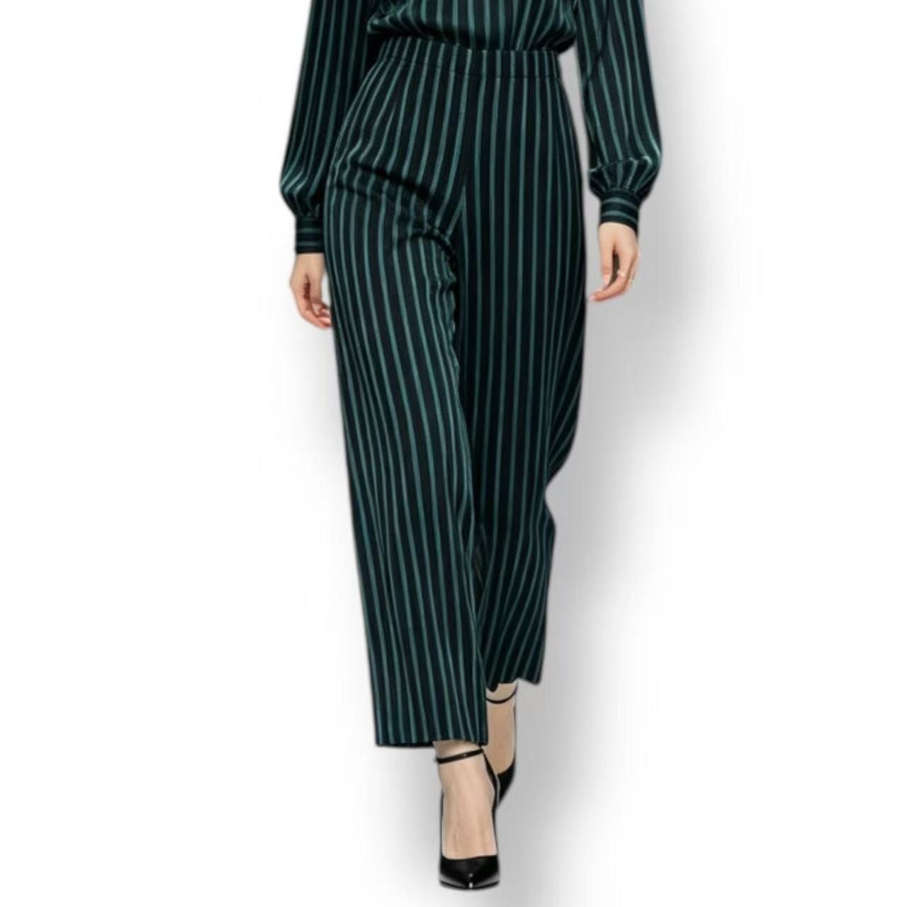 極美品 ISSEY MIYAKE イッセイミヤケ パンツ ブラック×グリーン ストライプ サイズ M