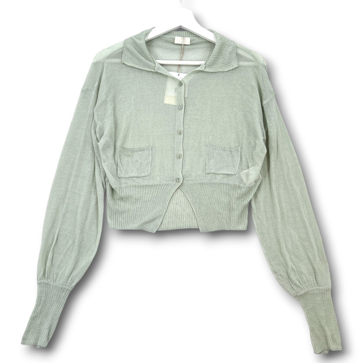 新品 未使用 タグ付き ollun オルン linen mix sheer cardigan リネン 