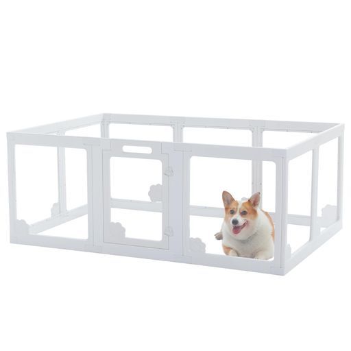 PAWZRoad犬ケージペットサークル猫ケージプラスチック製拡張可能水洗い中型犬小型犬シニア犬子犬子猫多頭飼い据え置きコンパクト猫おしゃれ-透明150x100x60cm
