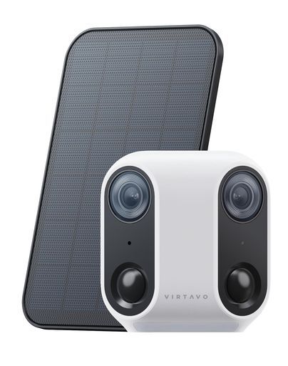 virtavo防犯カメラ屋外ソーラーワイヤレス充電式カラフルナイトビジョン監視カメラ見守りカメラペットカメラWiFi動体検知双方向音声暗視撮影MicroSD/クラウドストレージ対応1080Pホワイト