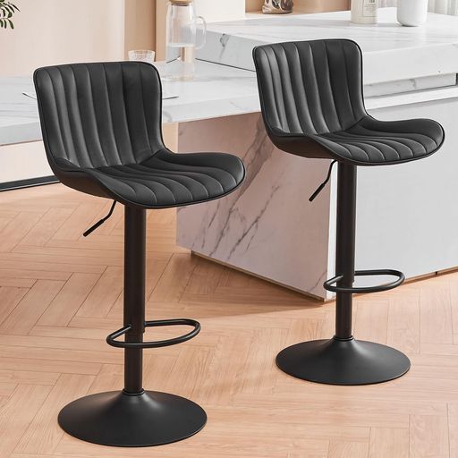 Kidol&Shellderカウンターチェア昇降式2脚バーチェアハイスツールダイニングチェアキッチン椅子PUレザー背もたれ高さ調整ハイチェア360°回転足置きキッチンカウンター椅おしゃれカフェリ…
