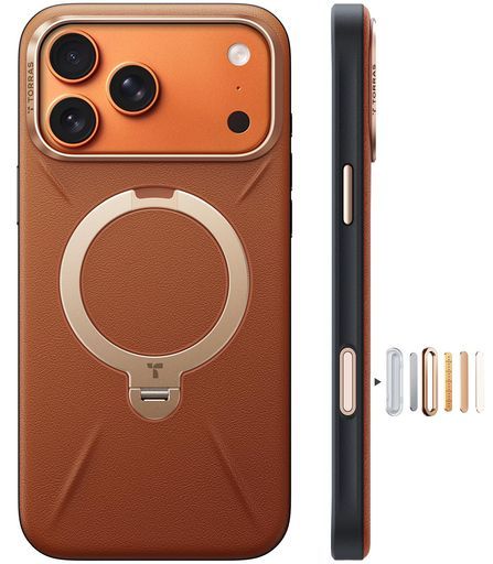 TORRASiPhone17ProMax用ケース【新感覚レザー・スキンタッチ】OstandQ3レザートーンMagSafe対応リングスタンド360°定点回転縦横両対応マグネット搭載革カメラコントロールボタン米軍規格耐衝撃