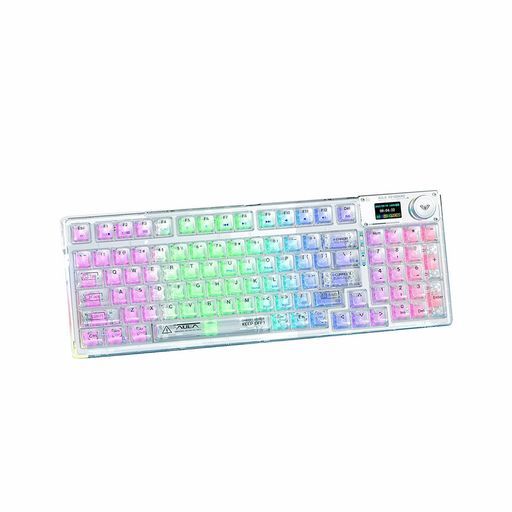 OUSEITECHF98proゲーミングキーボード透明キーボードメカニカルキーボードテンキーワイヤレスホワイト透明キーキャップホットスワップ対応RGBバックライト搭載95キートライモード接続