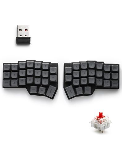 YIVUCORNEV4ワイヤレススプリットメカニカルキーボードホットスワップ対応プリリニア赤軸スムーズな感触QMK/VIALキー再マッピング対応40%レイアウト46キーPBTキーキャップ3*6直交レイアウト