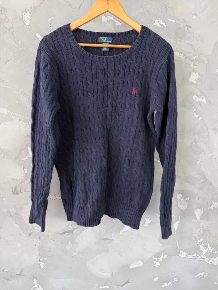 ポロ ラルフローレン ネイビー ケーブルニット XL (18-20)