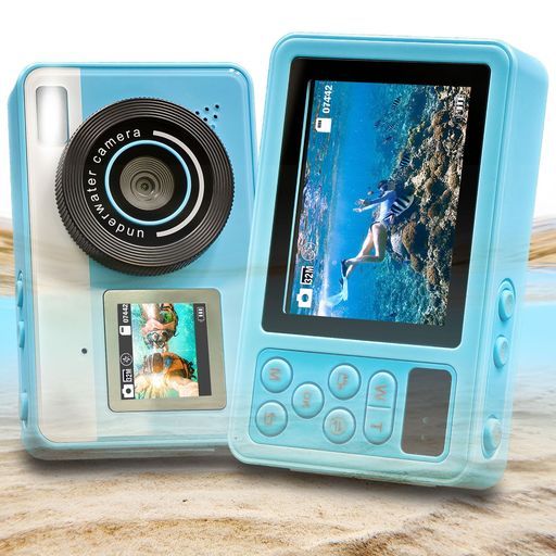 防水カメラ1080P自撮可能デジカメ動画&写真3M防水ケース不要水中カメラ操作簡単フラッシュ撮影をサポート軽量コンパクト32GBMicroSDカード付属バッテリー付き(ブルー)