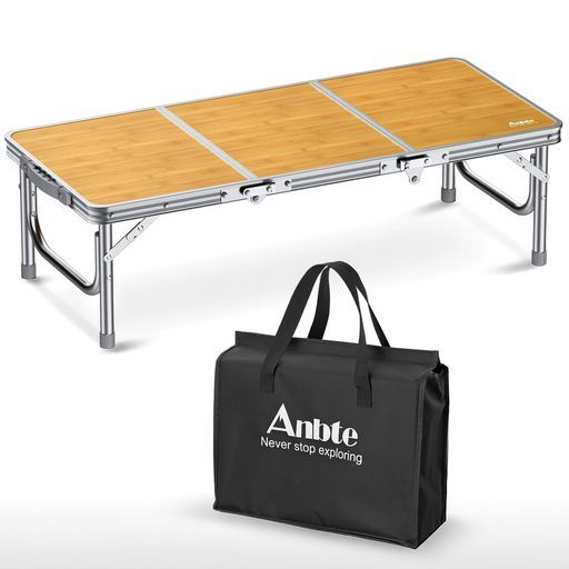 Anbteアウトドアテーブル87x40x26cm室内用折りたたみローテーブルアル三つ折り耐荷重30kg収納バッグ付きコンパクト収納キャンプビーチ軽量ポータブル旅行料理BBQピクニック用(イエロー)