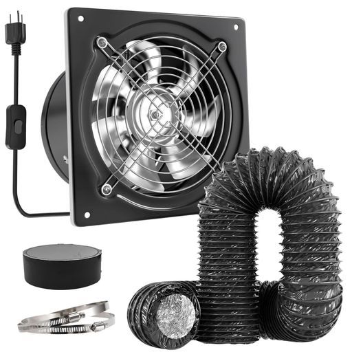 Okryain換気扇150mm大風量ダクト用換気扇風量525m3/h排気セット付きON/OFFスイッチ塗装ブース用金属製黒