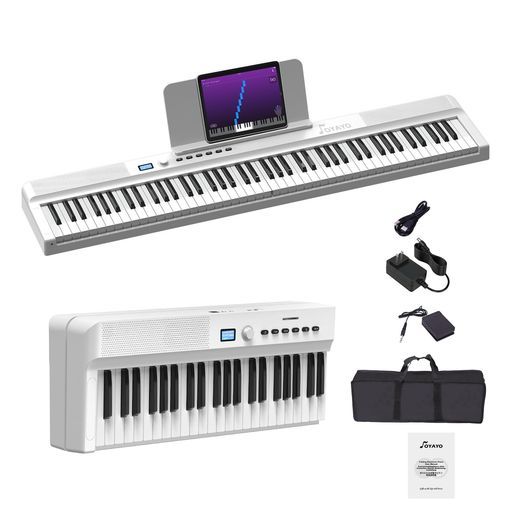 OYAYO音質向上電子ピアノ88鍵盤折りたたみ式FP88D充電式MIDI対応タッチセンシティブ鍵盤生ピアノと同じ鍵盤サイズ129種類音色10Wスピーカー前面ヘッドホン端子コンパクト軽量小型ペダル専…