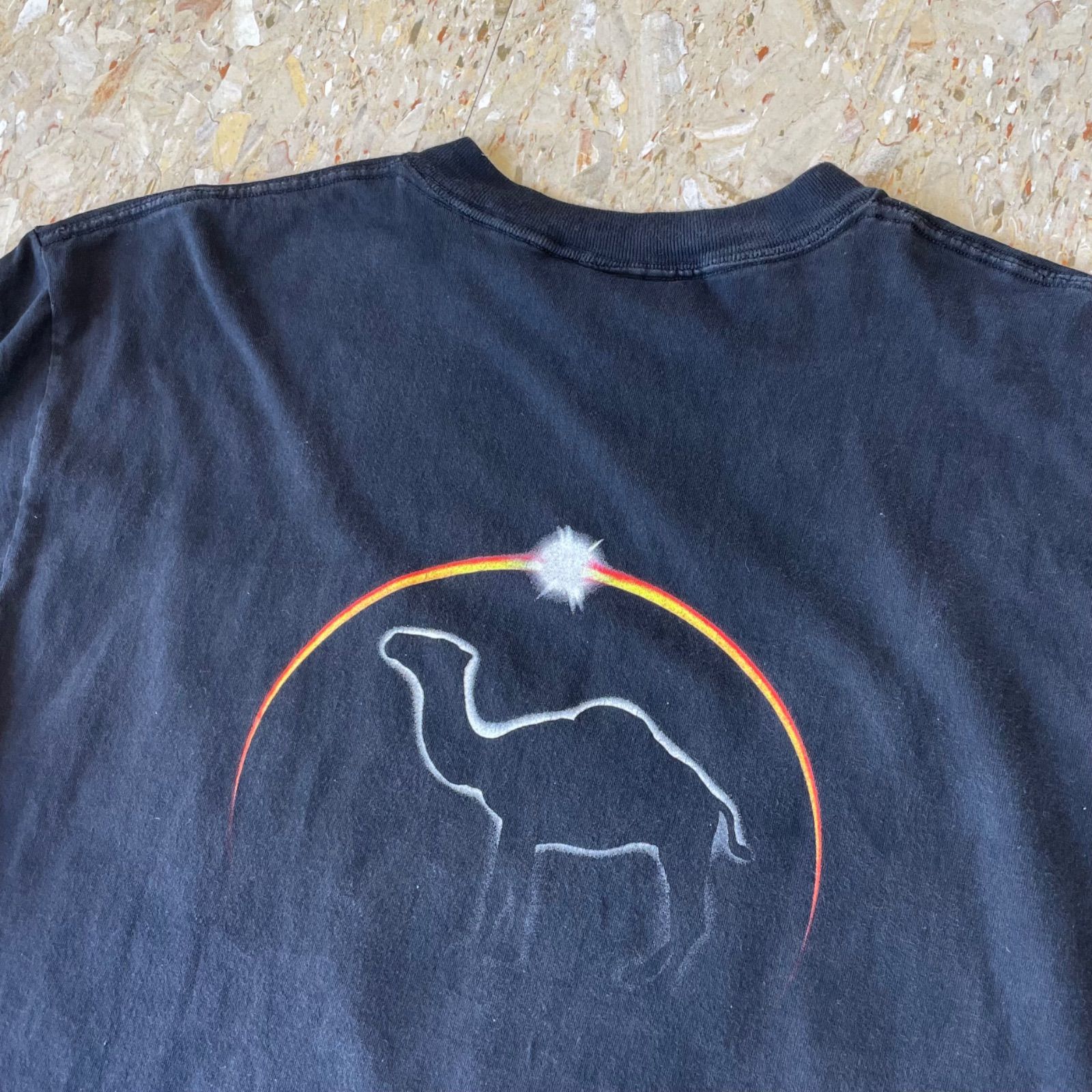 90s 【企業T】 キャメル camel ポケT 企業 Tシャツ ブラック size.XL