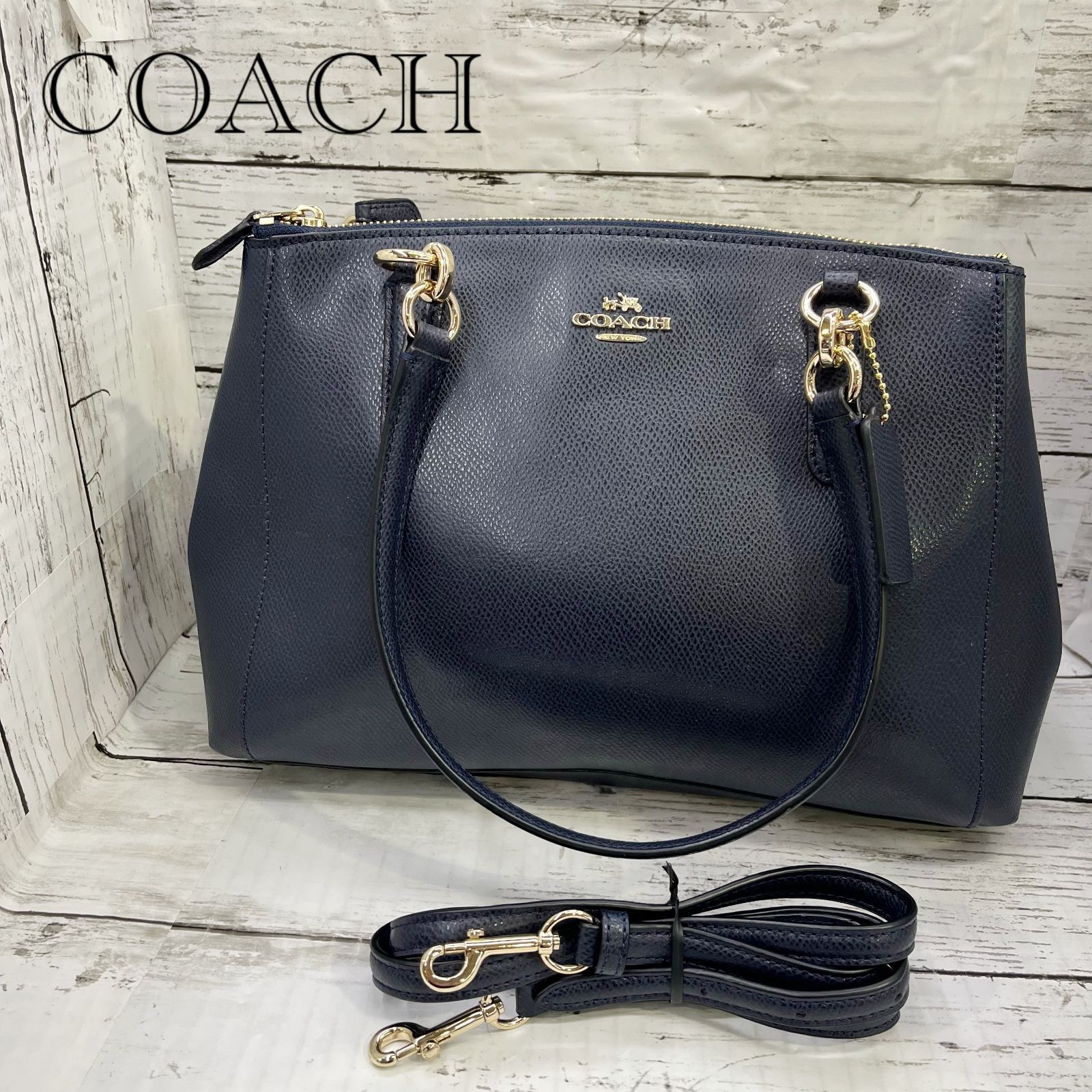 COACH コーチ 2WAY バッグ ハンドバック ショルダーバッグ ネイビー