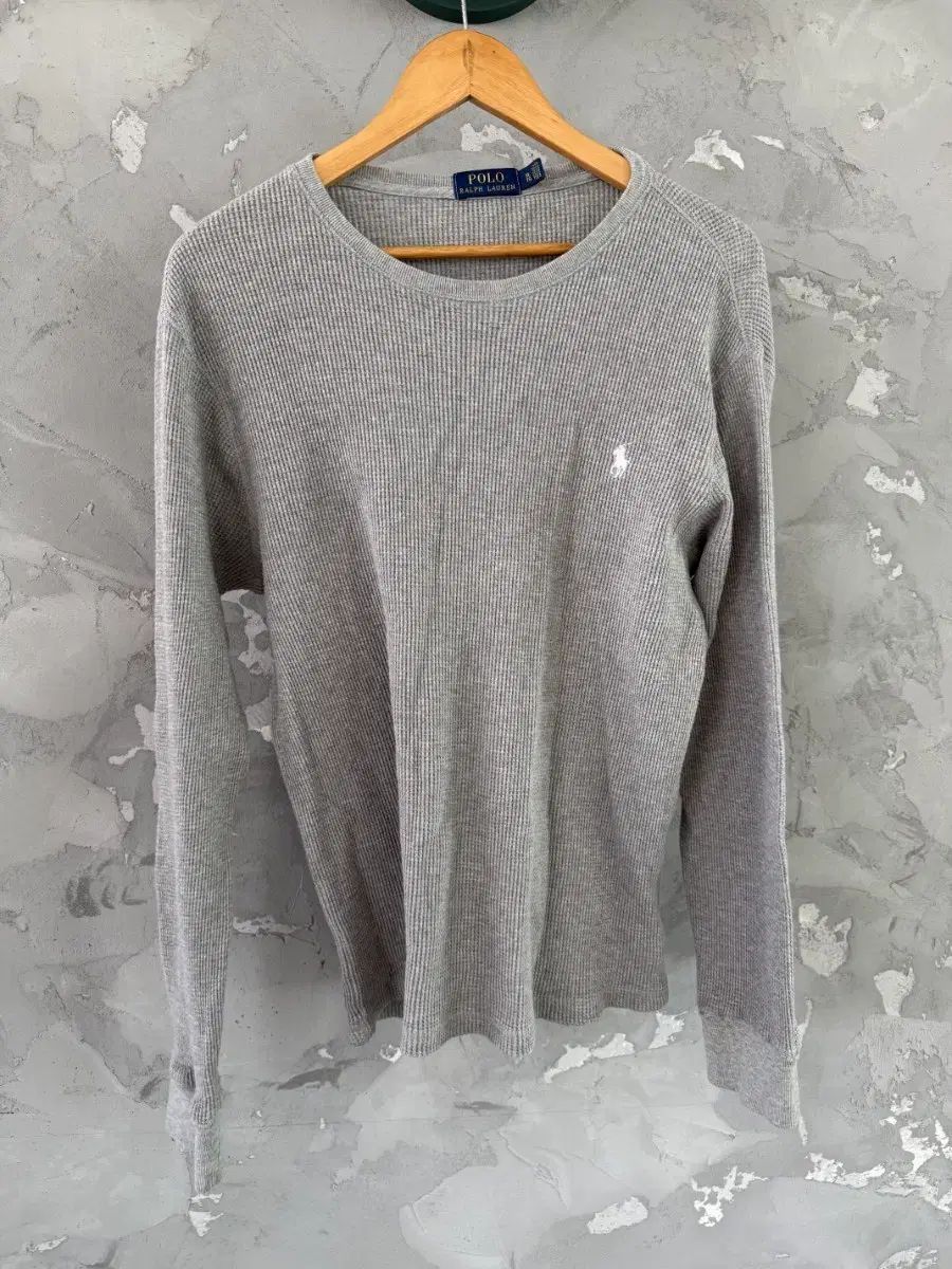 ポロラルフローレン ワッフル 長袖Tシャツ グレー XL