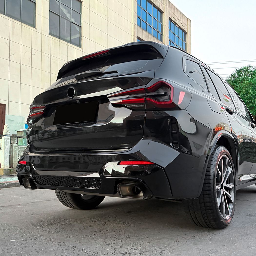 BMW X3 G01 LCI M Sport (2022-2024) 専用 リアディフューザー リップスポイラー カーボン調/ピアノブラック ABS製 ドレスアップ効果 走行安定性向上 リアビューシャープ 簡単取付 車種専用 高品質 送料無料