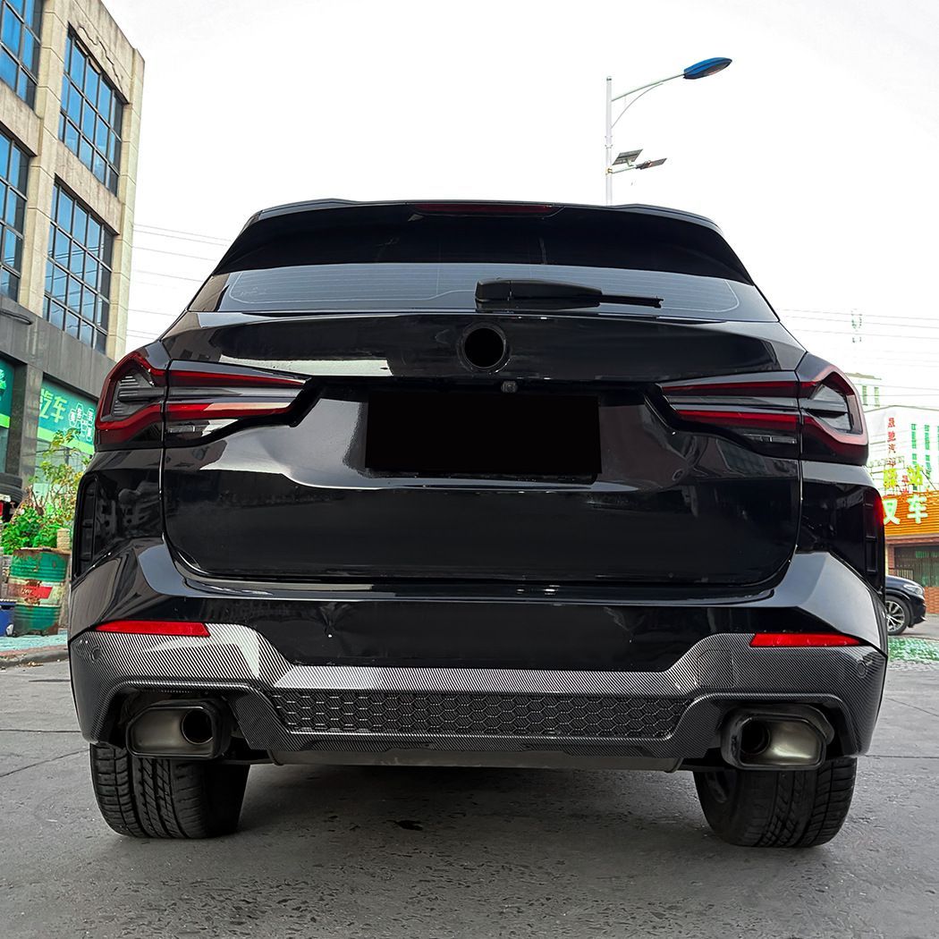 BMW X3 G01 LCI M Sport (2022-2024) 専用 リアディフューザー リップスポイラー カーボン調/ピアノブラック ABS製 ドレスアップ効果 走行安定性向上 リアビューシャープ 簡単取付 車種専用 高品質 送料無料