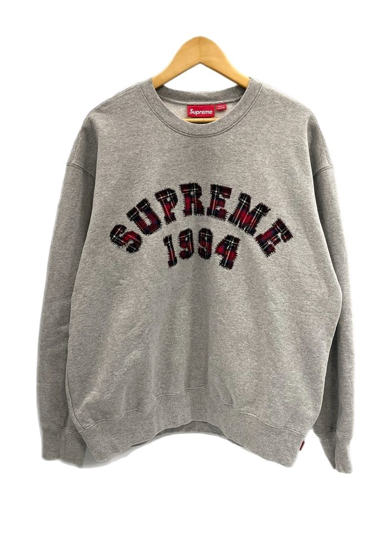 シュプリーム SUPREME 26SS Plaid Arc Crewneck Heather Greyプレイド チェック アーチ ロゴ クルーネック スウェット グレー Lサイズ 101MT-6227