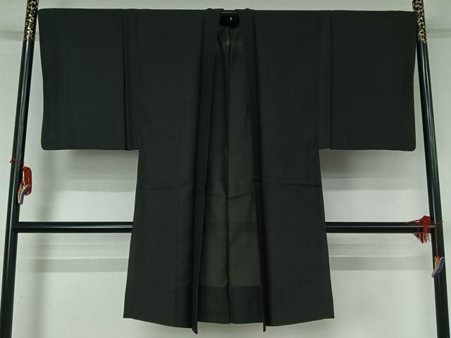 平和屋着物▽男性 羽織 スリーシーズン 春夏秋 塵除け 黒地 羽織紐付き 正絹 逸品 AABH9786jh
