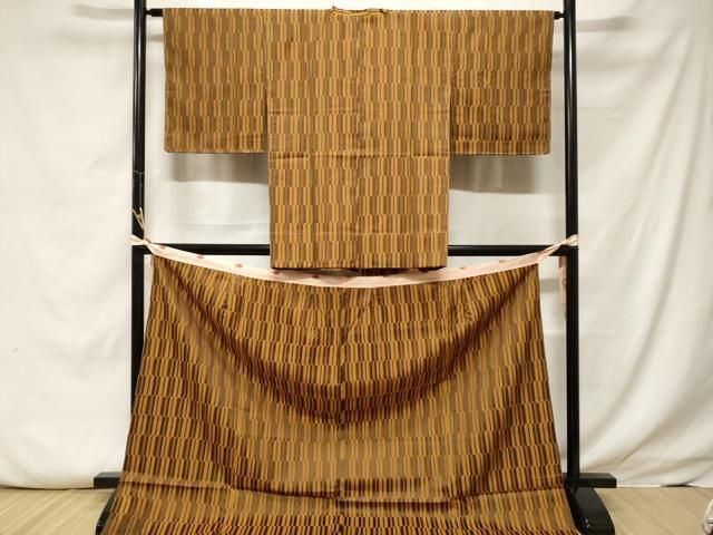 平和屋着物＃道行コート　二部式　雨コート　幾何学文　正絹　逸品　未使用　CABF3948ev