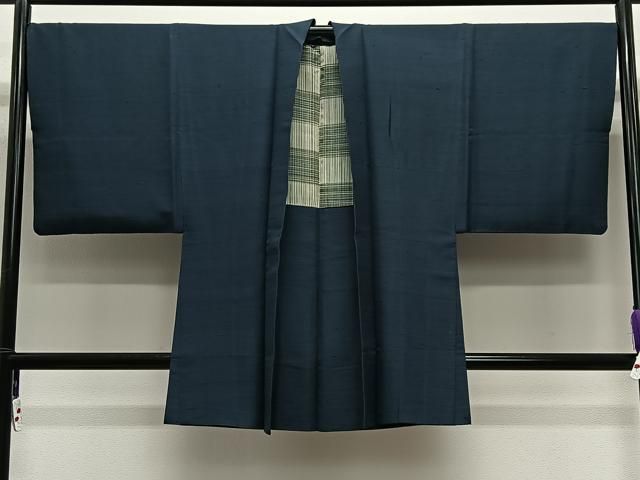 平和屋着物∞男性　長羽織　紬地　褐返色　正絹　逸品　CABE5090ua