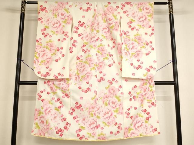 平和屋着物[]七五三　女の子　７歳　祝着　四つ身　pom ponette　花丸文　犬　洗える着物　未使用　AABH2926ja