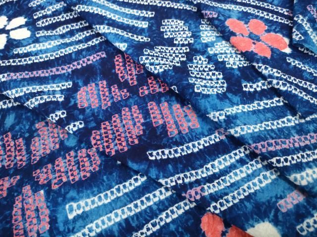 平和屋着物＊夏物　有松鳴海絞り　浴衣　反物　着尺　花散らし　綿　逸品　未使用　DABD7795zzz