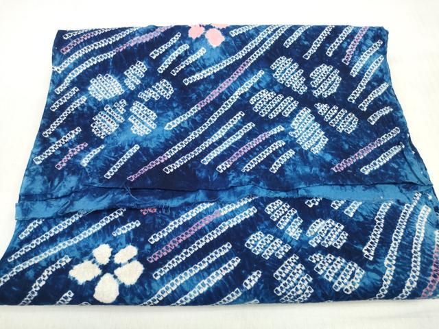 平和屋着物＊夏物　有松鳴海絞り　浴衣　反物　着尺　花散らし　綿　逸品　未使用　DABD7795zzz