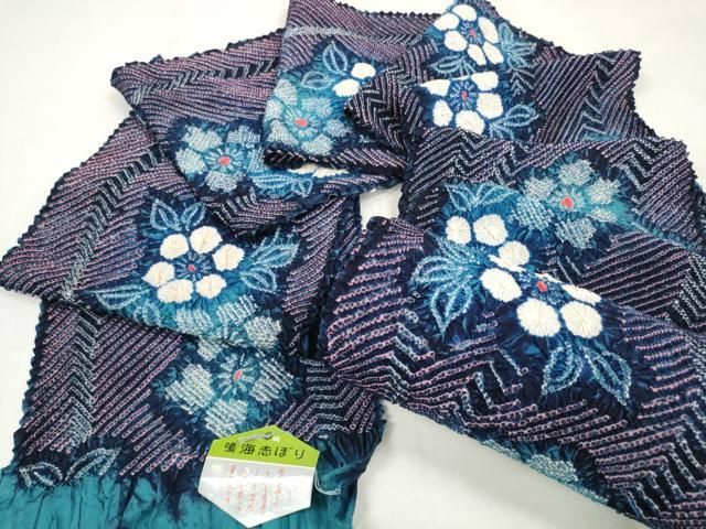 平和屋着物＊夏物　有松鳴海絞り　浴衣　反物　着尺　花繋ぎ　湯のし前　綿　逸品　未使用　DABD7797zzz