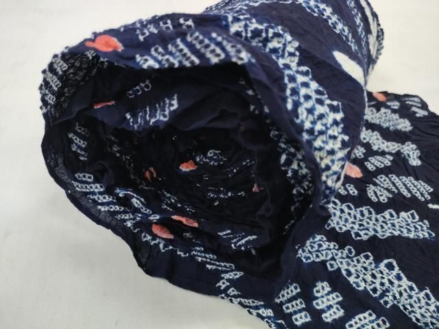 平和屋着物＊夏物　有松鳴海絞り　浴衣　反物　着尺　立涌花文　湯のし前　綿　逸品　未使用　DABD7802zzz