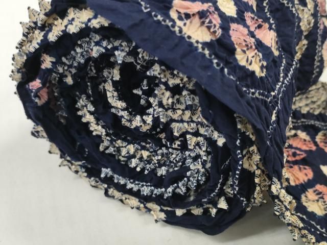 平和屋着物＊夏物　有松鳴海絞り　浴衣　反物　着尺　格子花文　湯のし前　綿　逸品　未使用　DABD7803zzz