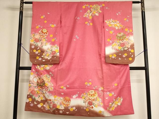 平和屋着物[]七五三　女の子　７歳　祝着　四つ身　花手毬文　暈し染め　金彩　AABH2977ja 14,560円